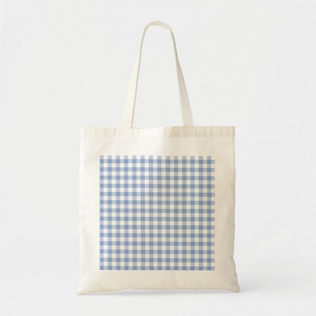 Bolsa Tote Padrão clássico Gingham azul verificado (Frente)