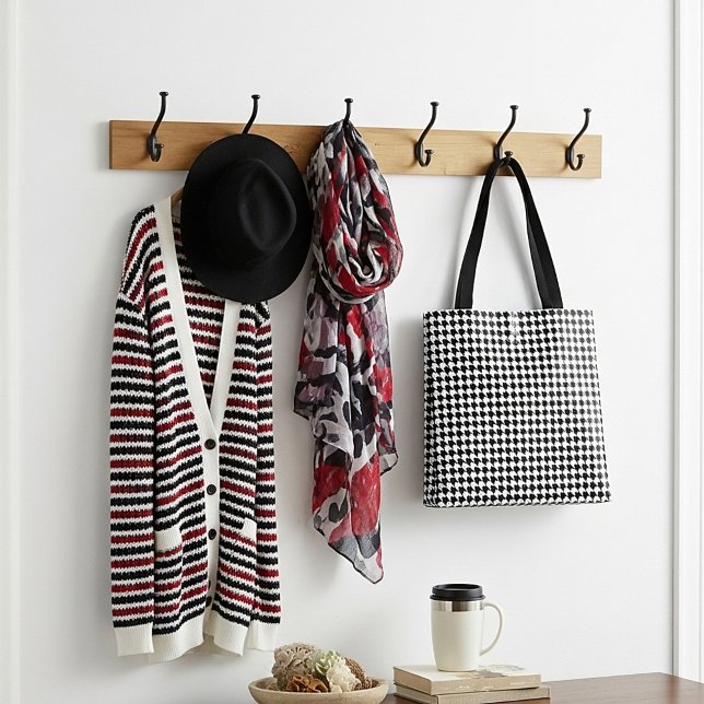 Bolsa Tote Padrão clássico preto de houndstooth (Criador carregado)