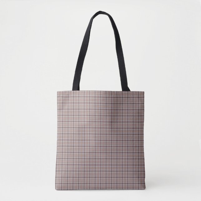 Bolsa Tote Padrão Clássico Xadrez Rosa Cinza (Frente)