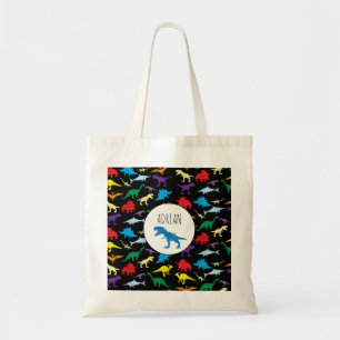Bolsa Tote Padrão Colorida Dinossauros Aquarela Crianças