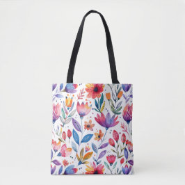 Bolsa Tote Padrão colorido das flores de primavera
