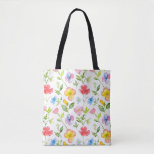 Bolsa Tote Padrão colorido das flores de primavera