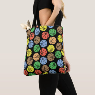 Bolsa Tote Padrão Colorido de Basquete