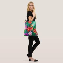 Bolsa Tote Padrão Colorido de Flores Tropicais