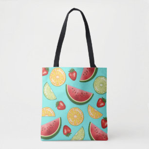 Bolsa Tote Padrão Colorido De Frutas De Melão De Citrino Mora