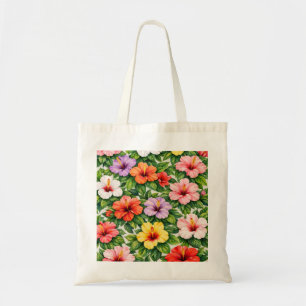 Bolsa Tote Padrão Colorido de Jardim Tropical Floral de Hibis