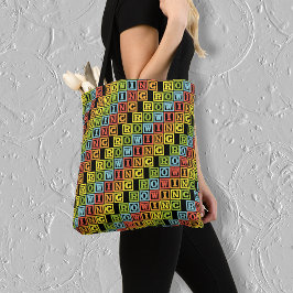 Bolsa Tote Padrão colorido de letras de remo