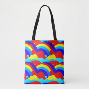 Bolsa Tote Padrão Colorido de Nuvens do Arco-Íris