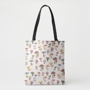 Bolsa Tote Padrão Colorido de Portalha de Cogumelos