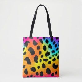 Bolsa Tote Padrão Colorido do Arco-Íris Cheetah Sem Costura
