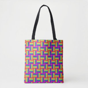 Bolsa Tote Padrão Colorido do Bloco Arco-Íris