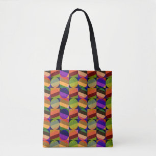 Bolsa Tote Padrão Colorido Inspirado em Vintage