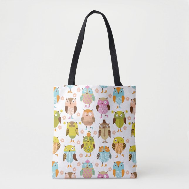 Bolsa Tote padrão com aves (Frente)