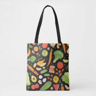 Bolsa Tote Padrão constante com comida alimentar, grupo saudá