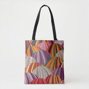 Bolsa Tote Padrão contínuo bordado ondulado, étnico-boêmico