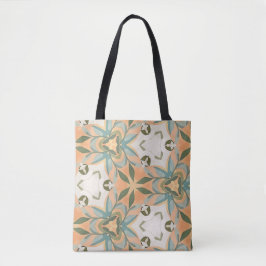 Bolsa Tote Padrão contínuo botânico azul de pêssego