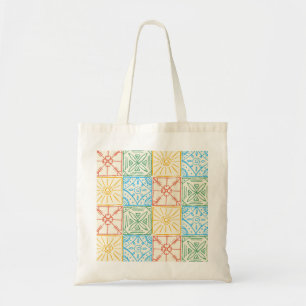 Bolsa Tote Padrão contínuo de azulejo colorido estilo Amalfi