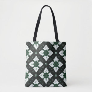 Bolsa Tote Padrão contínuo de batik de damasco étnico verde