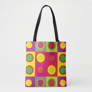 Bolsa Tote Padrão contínuo de círculo quadrado colorido abstr