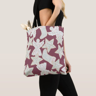Bolsa Tote Padrão contínuo de cookies de Natal Marrom