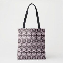 Bolsa Tote Padrão contínuo de flor preta rosa