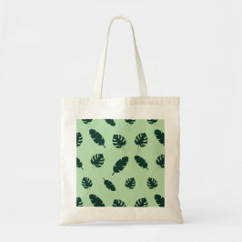 Bolsa Tote Padrão contínuo de folhas de Monstera e palmeiras 