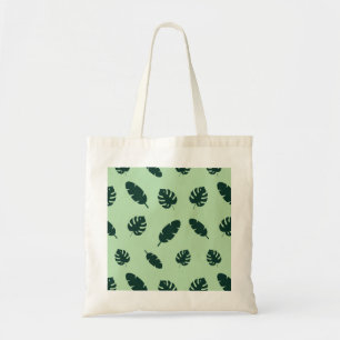 Bolsa Tote Padrão contínuo de folhas de Monstera e palmeiras 