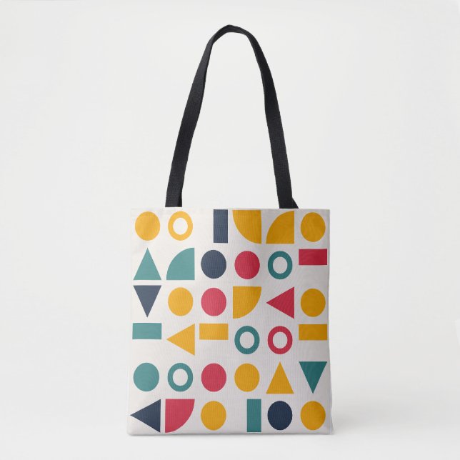 Bolsa Tote Padrão contínuo de formas geométricas Bauhaus (Frente)