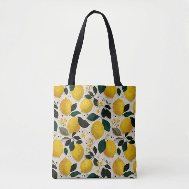 Bolsa Tote Padrão contínuo de limão botânico vintage (Frente)