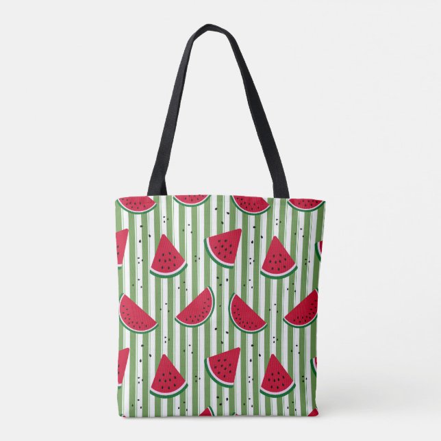 Bolsa Tote Padrão contínuo de listras de melancia (Verso)