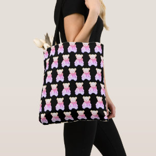 Bolsa Tote Padrão contínuo de urso de pelúcia fofo e assustad