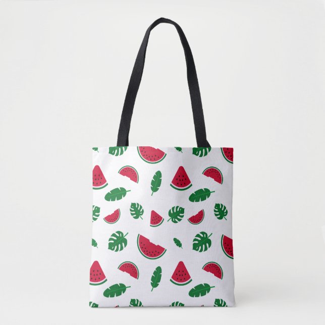 Bolsa Tote Padrão contínuo de verão de melancia tropical (Frente)