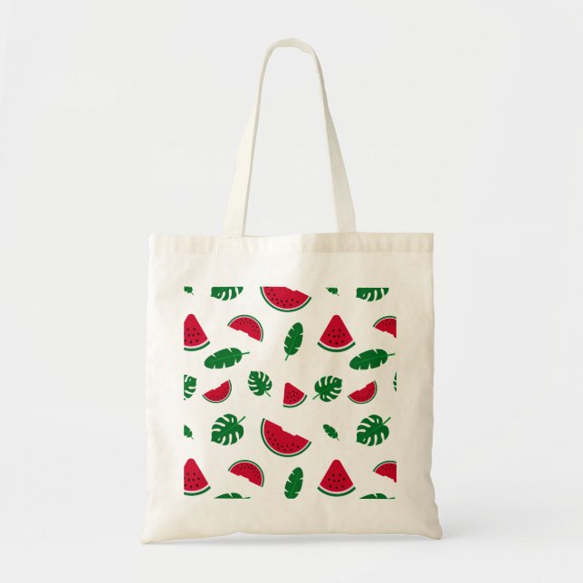 Bolsa Tote Padrão contínuo de verão de melancia tropical (Frente)
