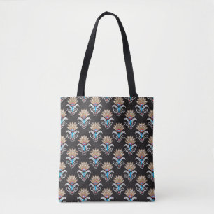 Bolsa Tote padrão contínuo étnico geométrico de paisley flora