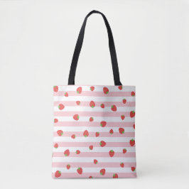 Bolsa Tote Padrão Cor-de-rosa de Morango