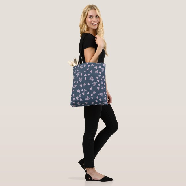 Bolsa Tote Padrão Coração Rosa-Densidade (No(a) Modelo)