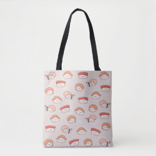 Bolsa Tote Padrão Cute Nigiri Sushi Sem Costura