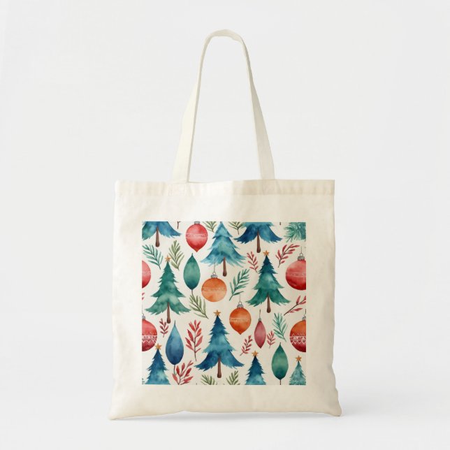 Bolsa Tote Padrão da árvore de Natal (Frente)