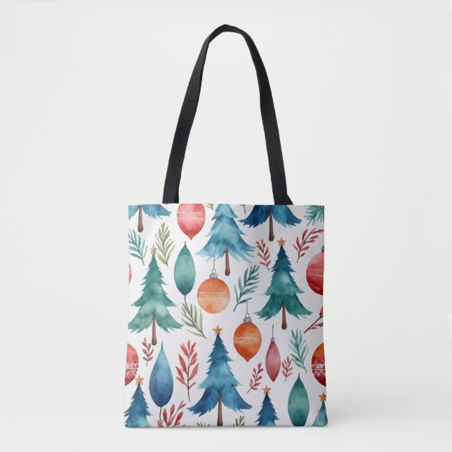 Bolsa Tote Padrão da árvore de Natal (Frente)