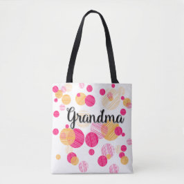 Bolsa Tote Padrão da avó de Polka-Dot Rosa Trendy