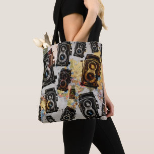 Bolsa Tote Padrão da câmera de viagens vintage