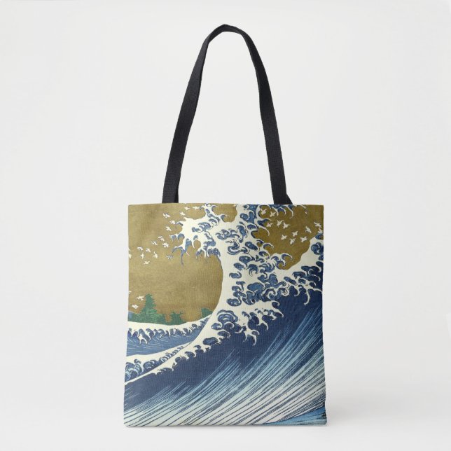 Bolsa Tote Padrão da Grande Onda de Hokusai: Arte Japonesa Uk (Frente)