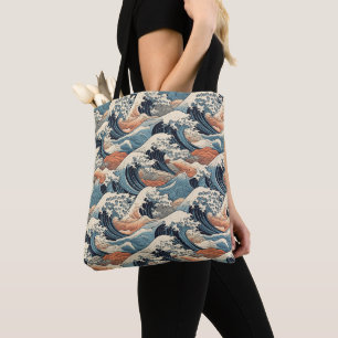 Bolsa Tote Padrão da Grande Onda Japonesa 