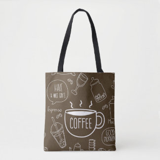 Bolsa Tote Padrão da Taça do Café Retro - Perfeito para Baris