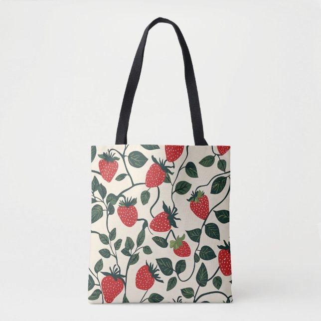Bolsa Tote Padrão da vinha de morango (Frente)