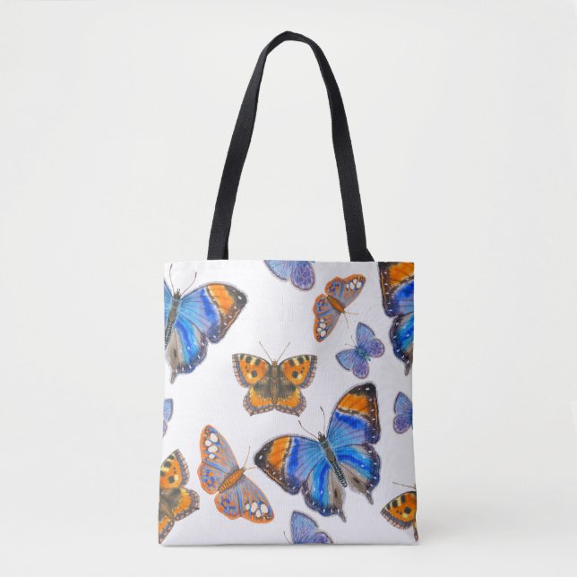 Bolsa Tote Padrão das borboletas sem costura (Frente)
