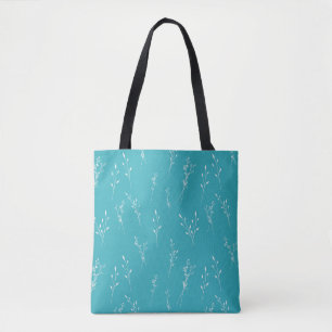 Bolsa Tote Padrão das Flores de Verão Retro-White Teal
