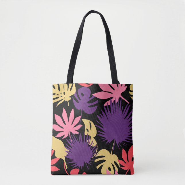 Bolsa Tote Padrão das folhas tropicais sem costura (Frente)