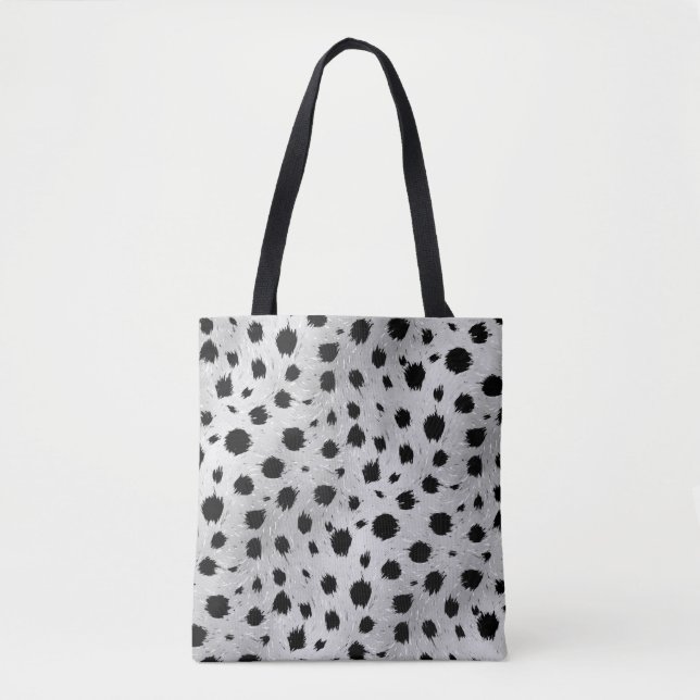 Bolsa Tote Padrão das manchas Dalmáticas em preto e branco (Frente)