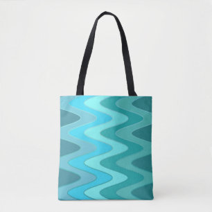 Bolsa Tote Padrão das ondas sinusal - mistura azul-oceânica +
